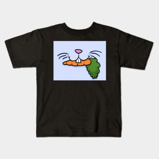 Bunny Mouth With Carrot Face Mask (Blue) Kids T-Shirt